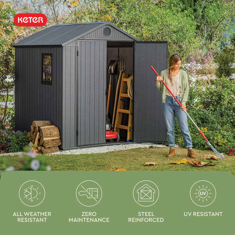 Keter Darwin 6x6 ft. Durable Resin Outdoor Storage Shed With Floor